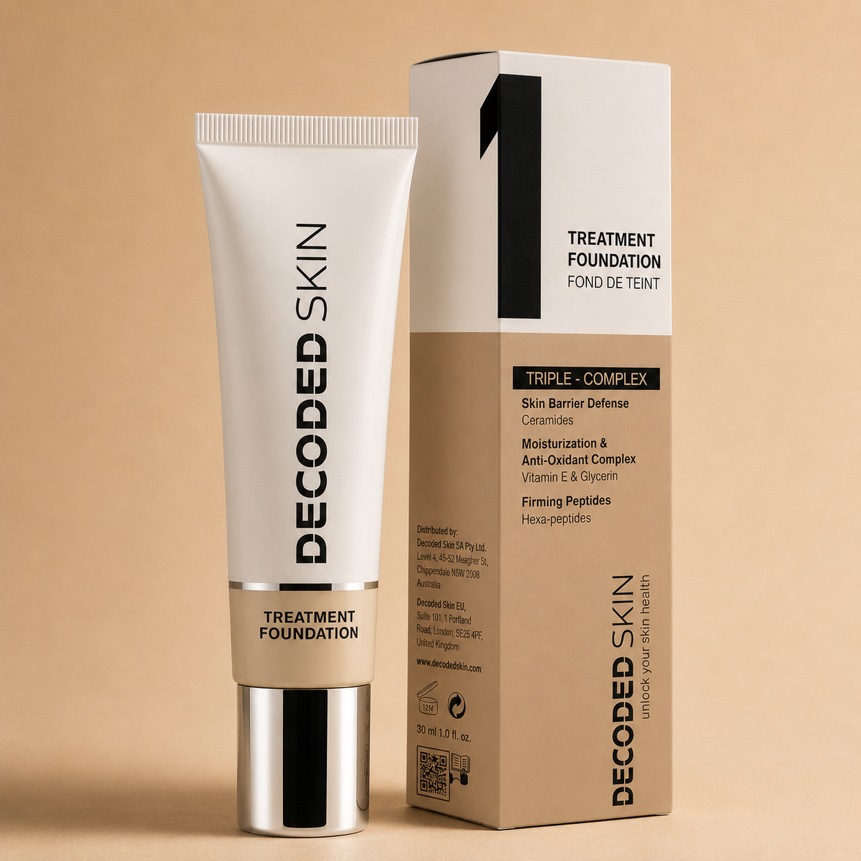 Decoded Treatment Foundation product packaging
